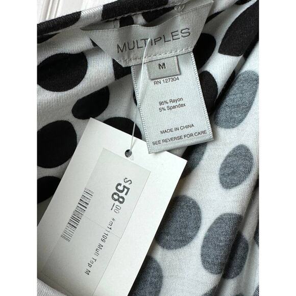 Multiples Black White Polka Dot Sleeveless Top Blouse Women's Size M NWT - Picture 4 of 5